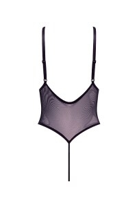 BARELY BARE LACE UP TEDDY BLACK, OS- 840498-5